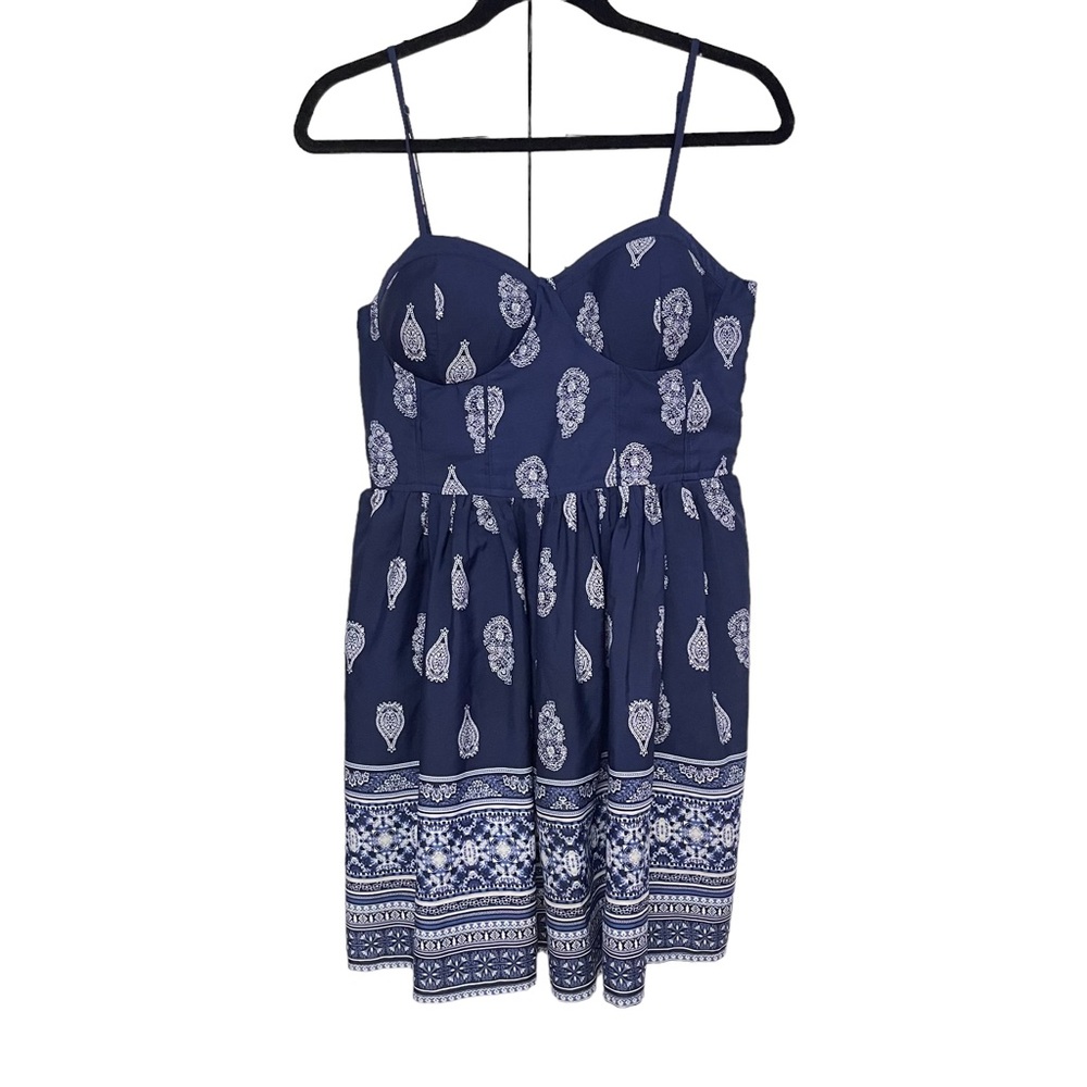 Band of Gypsies Bustier Paisley Navy Blue Midi dress Size L